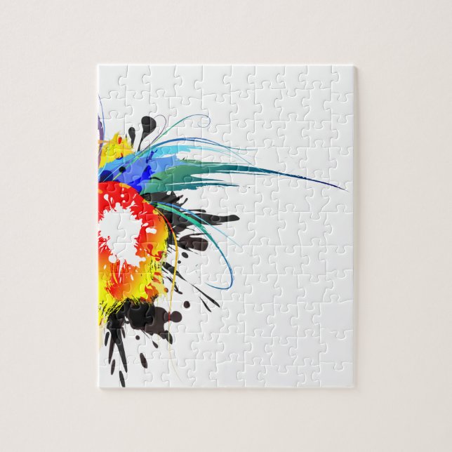 Puzzle Abstract Wild Parrot Paint Splatters (Vertical)