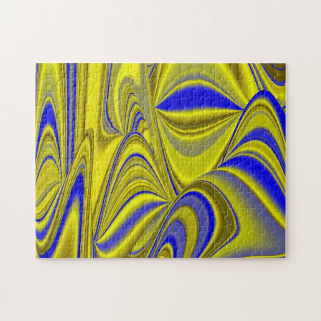 Puzzle abstracto en azul dorado (Horizontal)
