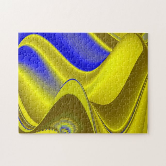 Puzzle abstracto en azul dorado (Horizontal)