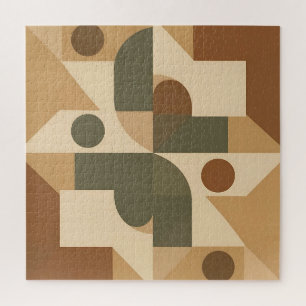 Puzzle Abstracto Geométrico Boho Terroso