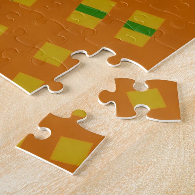 Puzzle abstracto geométrico naranja-amarillo (Lado)