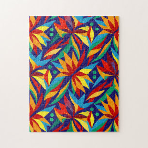 Puzzle Abstracto Geométrico Tropical Multicolor Vibrante 