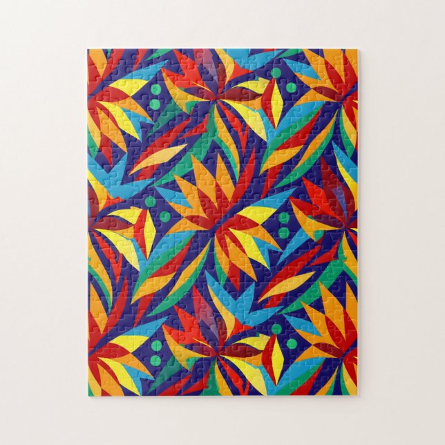 Puzzle Abstracto Geométrico Tropical Multicolor Vibrante  (Vertical)