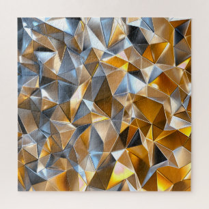 Puzzle Abstracto Metálico Moderno Dorado Plateado Geométr