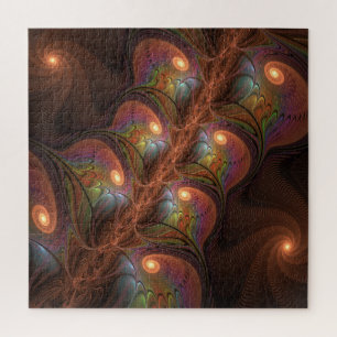 Puzzle Abstracto moderno marrón fractal fluorescente colo