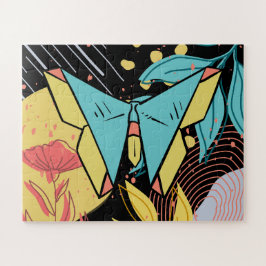 Puzzle Abstracto y Doodle Flor de color Mariposa Naturale