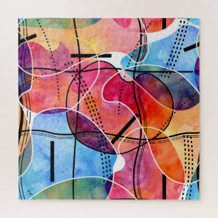 Puzzle Abstrato acuarela Patrón blanco negro