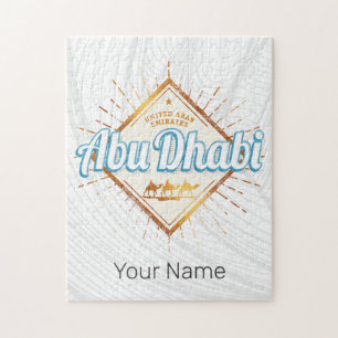 Puzzle Abu Dhabi Emiratos Árabes Unidos Diseño Vintage Em