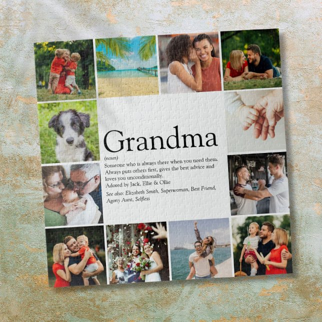 Puzzle Abuela, Abuela Definición 12 Fotografía Collage (Grandma, Grandmother Definition 12 Photo Collage Jigsaw Puzzle)