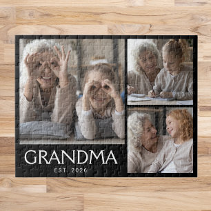 Puzzle Abuela Establecida Tipografía Negra 3 Foto 