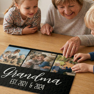 Puzzle Abuela Estableció Negro 3 Foto Escritura Blanca