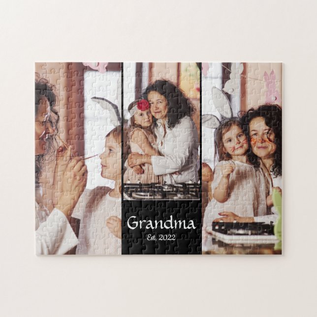 Puzzle Abuela Personalizada Establecida Collage de 3 Foto (Horizontal)