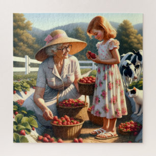 Puzzle Abuela y Yo Recogiendo Fresas – Memo de Verano en 