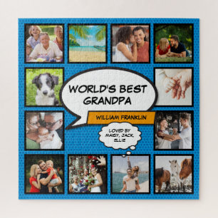 Puzzle Abuelo divertido collage de fotos azul