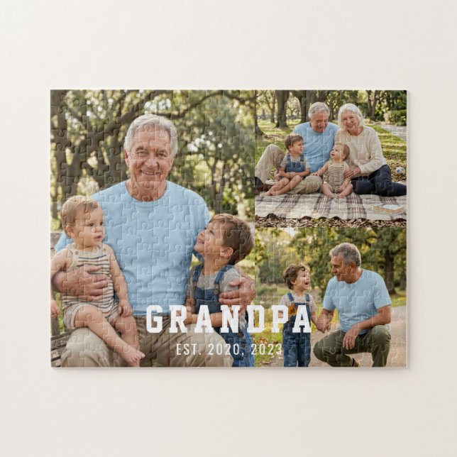 Puzzle Abuelo Estableció Negrita Moderna Negra 3 Foto (Horizontal)