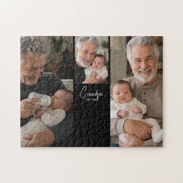 Puzzle Abuelo Estableció Script Negro 3 Foto  (Horizontal)