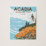 Puzzle Acadia National Park Bar Harbour Lighthouse Maine<br><div class="desc">Diseño de arte vectorial de Acadia. El Parque Nacional de Acadia está situado principalmente en la isla del Monte Desierto de Maine. Su paisaje está caracterizado por bosques,  playas rocosas y picos de granito como la montaña Cadillac.</div>