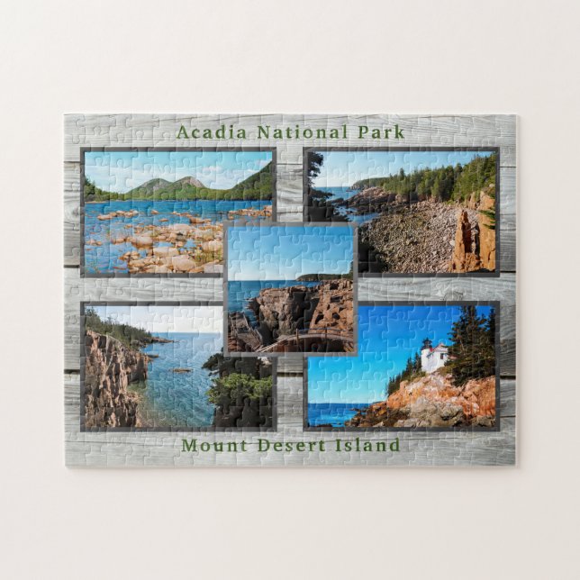 Puzzle Acadia Rustic Wood Best Views Parque Nacional (Horizontal)