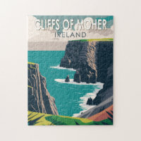 Acantilados de Moher Ireland Travel Art Vintage