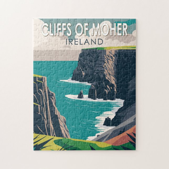 Puzzle Acantilados de Moher Ireland Travel Art Vintage (Vertical)