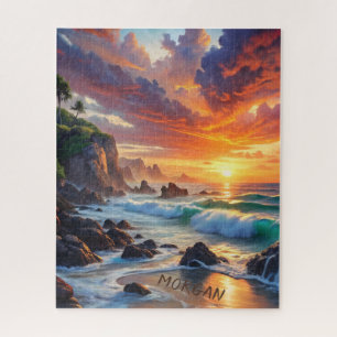 Puzzle Acantilados de puesta de sol tropical personalizad