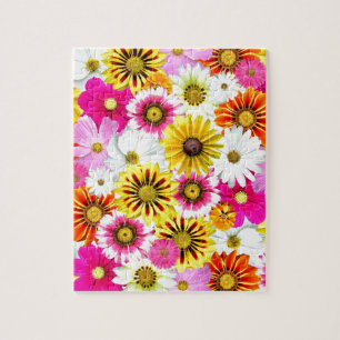 Puzzle Accesorios con patrón de flores rosas y amarillas 