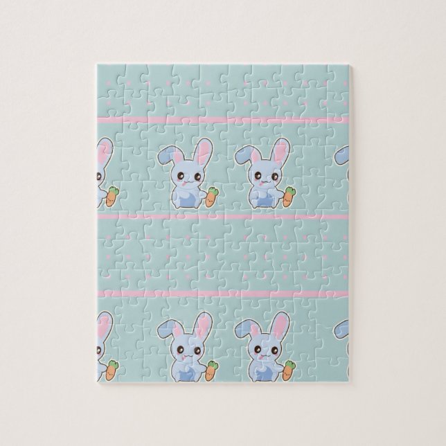 Puzzle Accesorios de menta rosa Kawaii Bunny personalizad (Vertical)