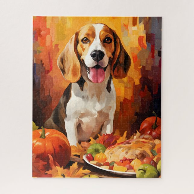 Puzzle Acción de Gracias de Beagle Autumn (Vertical)