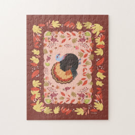 Puzzle Acción de Gracias Turquía y hojas de otoño