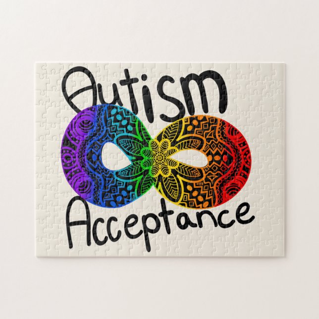 Puzzle Aceptación de autismo Símbolo de infinito arcoiris (Horizontal)