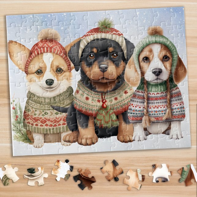 Puzzle Acogedor Navidad de cachorros de cachorro festivo (Subido por el creador)