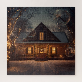 Puzzle Acogedora casa de invierno de maravillas con burbu