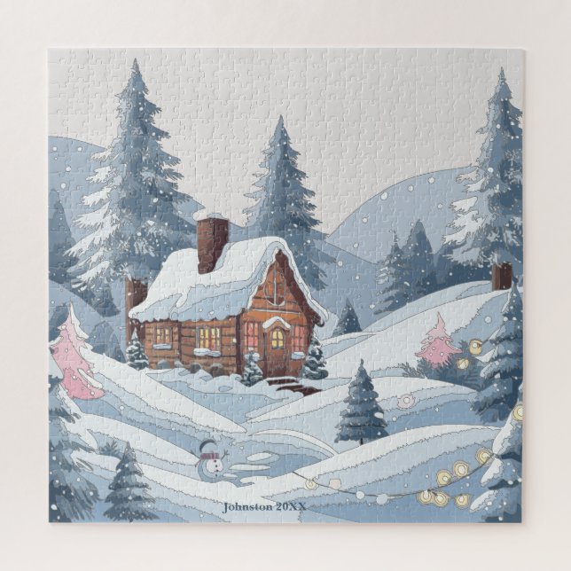 Puzzle Acogedora ciudad de Navidades de invierno (Vertical)