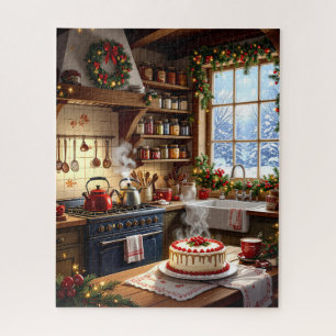 Puzzle Acogedora cocina de Navidades con pastel de feriad