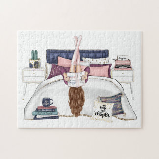 Puzzle Acogedora habitación leyendo escena de arte para l