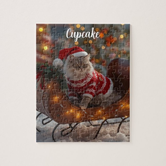 Puzzle Acogedores gatos persas Navidades personalizados (Vertical)