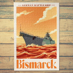 Puzzle Acorazado Alemán Bismarck - Póster Naval Antiguo