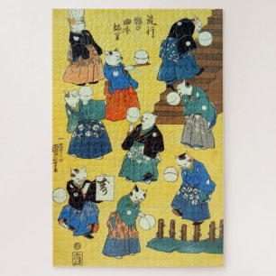 Puzzle Acróbatas japonesas, Kuniyoshi, Ukiyo-e