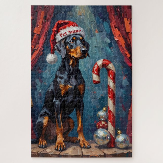 Puzzle Acto de equilibrio de Doberman con sombrero de bas (Vertical)