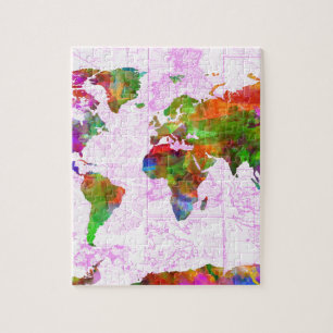 Puzzle acuarela 4 del mapa del mundo