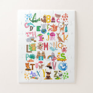 Puzzle Acuarela Alfabeto Animal Adorable Educativo