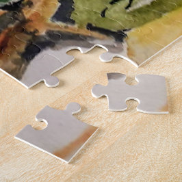 Puzzle Acuarela amarilla Trumpets con ramas marrones