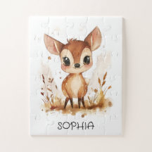 Acuarela Animal Personalizado Deer Kids Cumpleaños