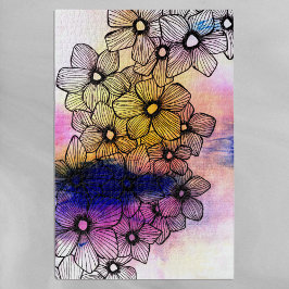 Puzzle Acuarela artística y flor de tinta floreciente