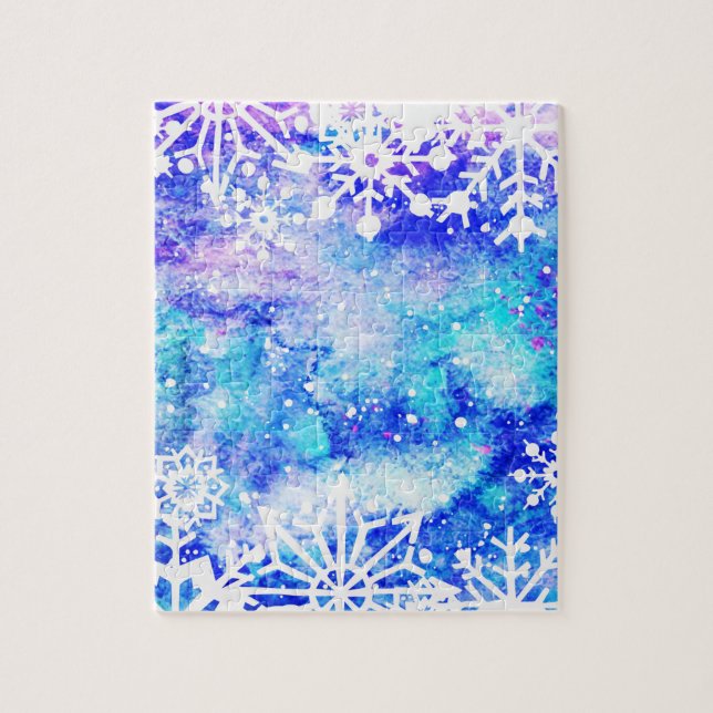 Puzzle Acuarela azul del copo de nieve (Vertical)