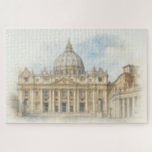 Puzzle Acuarela Basílica de San Pedro del Vaticano Italia