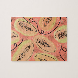 Puzzle Acuarela colorida en gouache de papaya arte abstra
