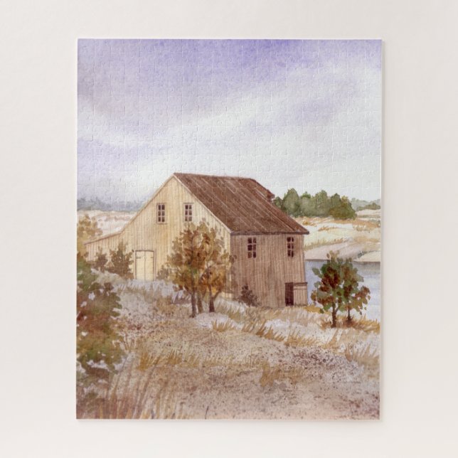 Puzzle Acuarela costera de la casa de pescadores de Norue (Vertical)