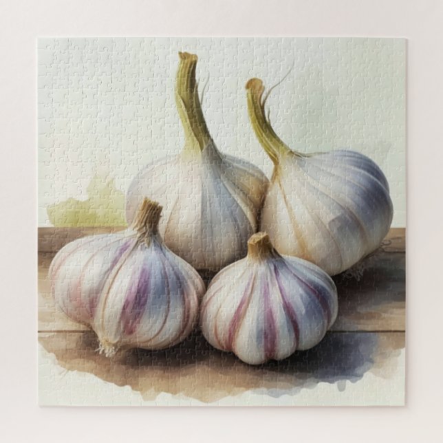 Puzzle Acuarela de ajo saludable (Vertical)