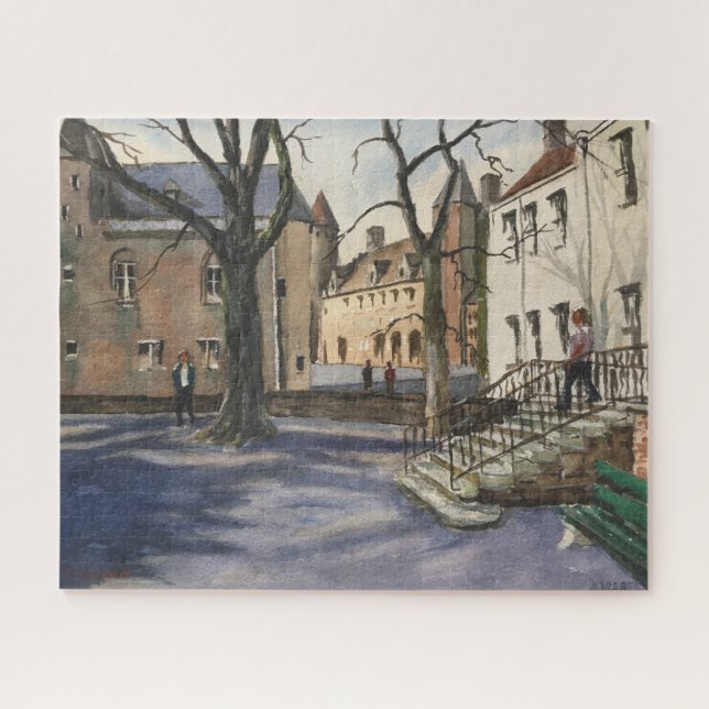 Puzzle Acuarela de Brujas Bélgica en un día soleado (Horizontal)